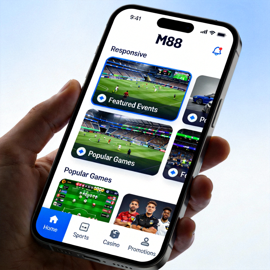 Tampilan mobile-optimized M88 yang responsif dan mudah dinavigasi via smartphone